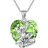 Plesitep Frog Necklace Sterling Silver Frog Pendant Necklace Jewelry for Women Embellished with Heart Crystal