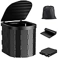 Portable Toilet for Camping, Portable Toilet for Adults, Portable Potty for Adults, Folding Waterproof Porta Potty for Camping, Car, Bucket, Travel, Outdoor, Hiking, Trips, Boat, Beach, Tent (Black)