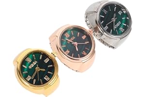 TINEASUR 3 Pcs Mini Ring Watch Rings for Rings for Men Stainless Rings for Women Fashion Watches for Women Finger Watch Graduation Digital Watches Casual Glass Finger Circle