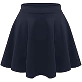 Loxdonz Girls Kids Casual Mini Stretch Waist Flared Plain Pleated Skater Skirt