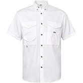 Alimens & Gentle Short Sleeve Fishing Shirt Wicking Fabric Sun Protection Casual Button Down Shirts