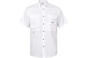 Alimens & Gentle Short Sleeve Fishing Shirt Wicking Fabric Sun Protection Casual Button Down Shirts