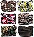 SmilerSmile 6pcs Assorted Seamless Outdoor Sport Bandanna Headwrap Scarf Wrap, 12 in 1 High Elastic Magic Headband & Collars Muffler Scarf Face Mask with UV Resistance, (Camo 2)