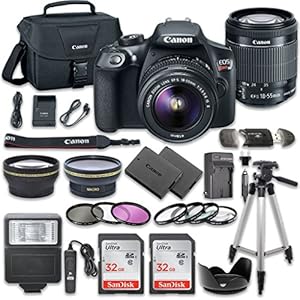 Canon EOS Rebel T6 DSLR Camera Bundle with Canon EF-S 18-55mm f/3.5-5.6 IS II Lens + 2pc SanDisk 32GB Memory Cards + Accessory Kit
