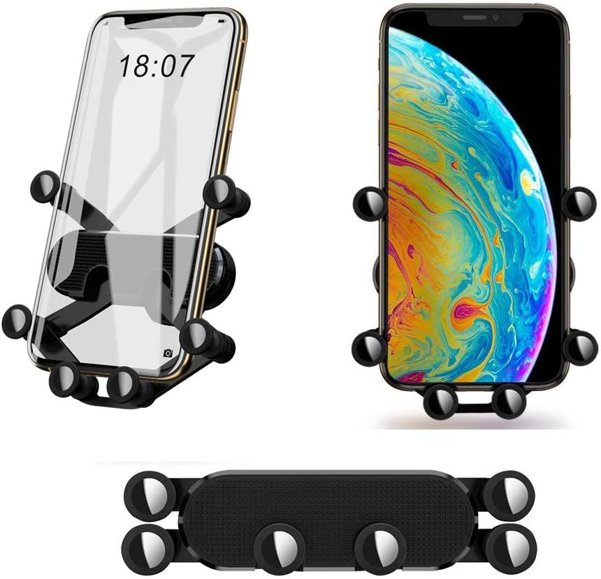 Gravity Car Phone Mount, Auto-Retractable Bracket For Car Air vent, Stable Car Cradle 360 Degree Adjustable Car Phone Holder for iPhone 11/XR/XS Max/XS/X/8/8 Plus/7, Galaxy S10/S10 Plus and More