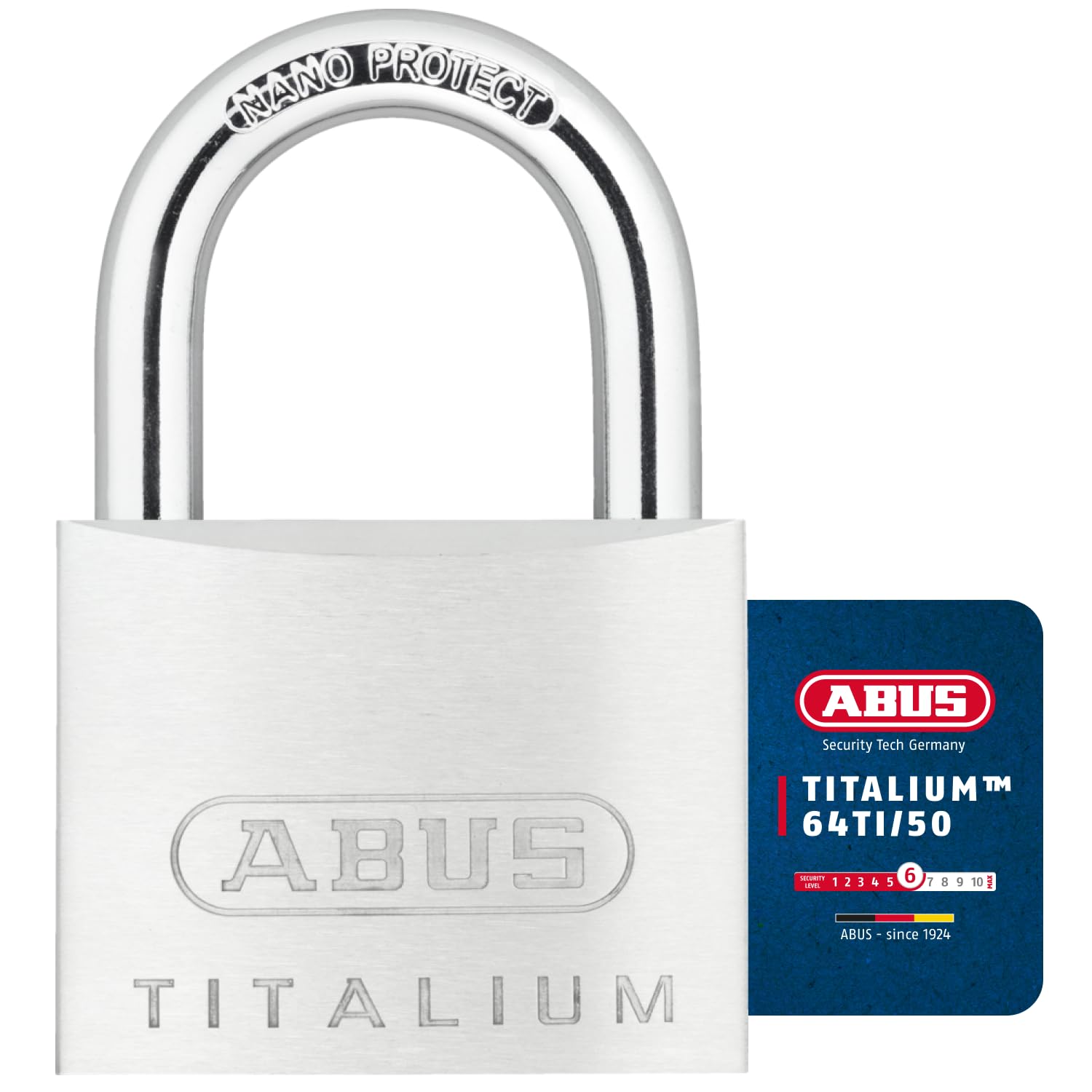ABUS Padlock Titalium 64TI/50 gl.-6511 - keyed Alike - Basement Lock with Lock Body Made of Special Aluminium - Hardened Steel Shackle - ABUS Security Level 6
