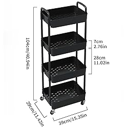 Sywhitta 4-Tier Plastic Rolling Utility Cart with