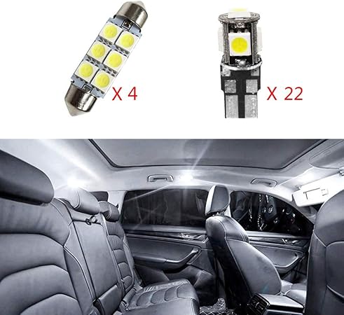 Amazon にとって アウディ Q5 Ledのチップセッ トの球根 の取り替え の球根 は ドームラ イト 車の室内灯 非常に明るい 極度の明るい ホワイト 26pcs ルームランプ 車 バイク