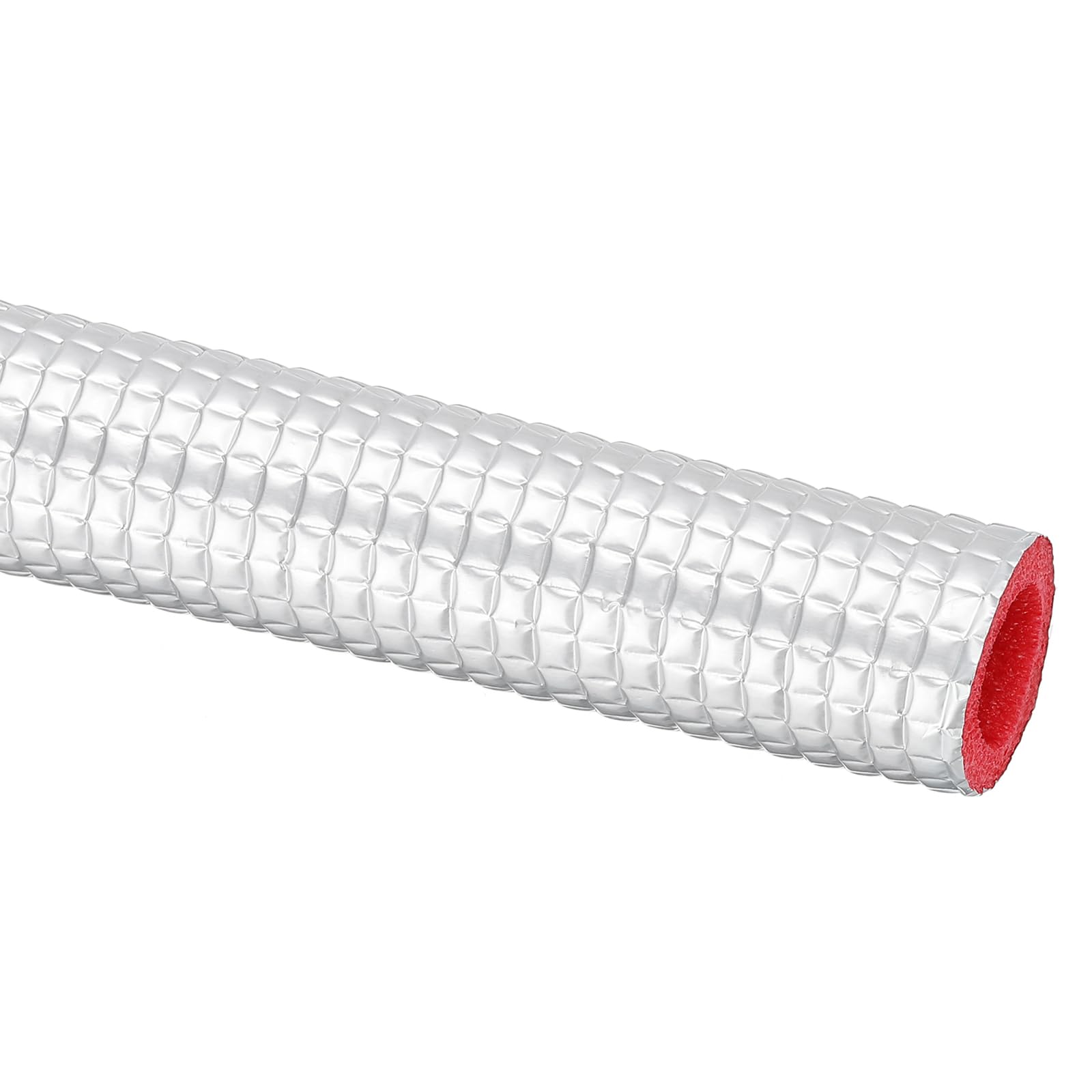 PATIKIL 6.6Ft Pipe Insulation Foam Tubing, 5/8"(16mm) ID 15/16"(24mm) OD Heat Preservation Foam Tube Cover Wrap with Aluminum Foil for AC Unit Air Conditioner Water Pipe, Silver Red