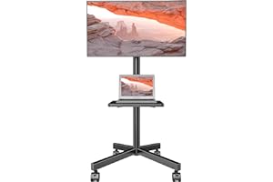 AX WABER Mobile TV Stand for 23-60 Inch LCD LED Flat/Curved Panel Screen TVs, Rolling TV Cart Holds up to 88Lbs Portable Stand with Shelf Rolling Floor Max VESA 400x400mm