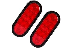 CZC AUTO 6'' LED Waterproof Oval Red Trailer Lights Rear Stop Turn Signal Parking Tail Brake Lights for Trailer Truck RV (Red