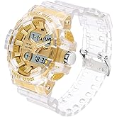 Gosasa Sanda Mens Womens Large Dial Transparent Multifunction Digital Watch Casual Dual Display 12H/24H Stopwatch Calendar Unisex Wrist Watch