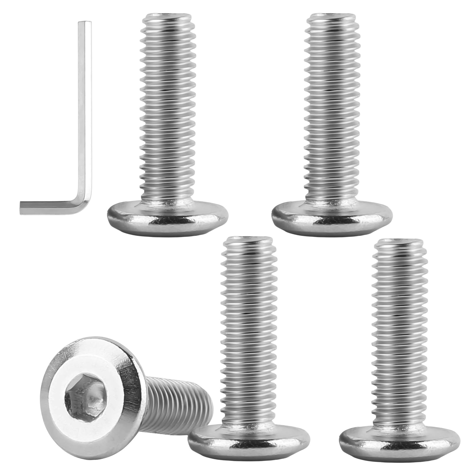 Kayqbonke Pack of 30 M6 x 20 mm Flat Head Screws with Hexagon Socket, 304 Flat Head Full Thread Screws, Stainless Steel A2 V2A Flat Head Screws for Mechanical Devices, Electronic Devices
