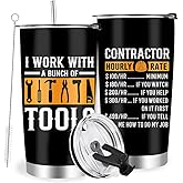 Farecnt Contractor Gifts for Men, Contractor Stainless Steel Tumbler with Lid Straw 20oz
