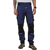 CALECARPEN Men's Construction Work Utility Pants Cordura Double Knee Reinforcement Relaxed Fit Stretch Flex Cargo Carpenter
