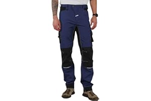 CALECARPEN Men's Construction Work Utility Pants Cordura Double Knee Reinforcement Relaxed Fit Stretch Flex Cargo Carpenter