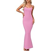 AUSELILY Womens Slip Maxi Dress Sexy Bodycon Dresses Sleeveless Square Neck Long Dress