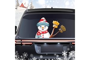 Dreothy Christmas Decor Snowman Waving Arm Stickers Rear Wiper Decal PVC Rear Windshield Wiper Stickers for Cars Window Decals Rear Wiper Vehicle Tags for Wiper Blade Decal (Snowman with Snow Cap)