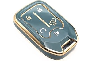 FEYOUN Key Fob Cover Compatible with Chevy Chevrolet Silverado GMC Sierra 1500 2500 3500 HD Limited Smart 5 Buttons TPU Remote Keyless Key Fob Case Protection Shell Accessories, Blue Gray