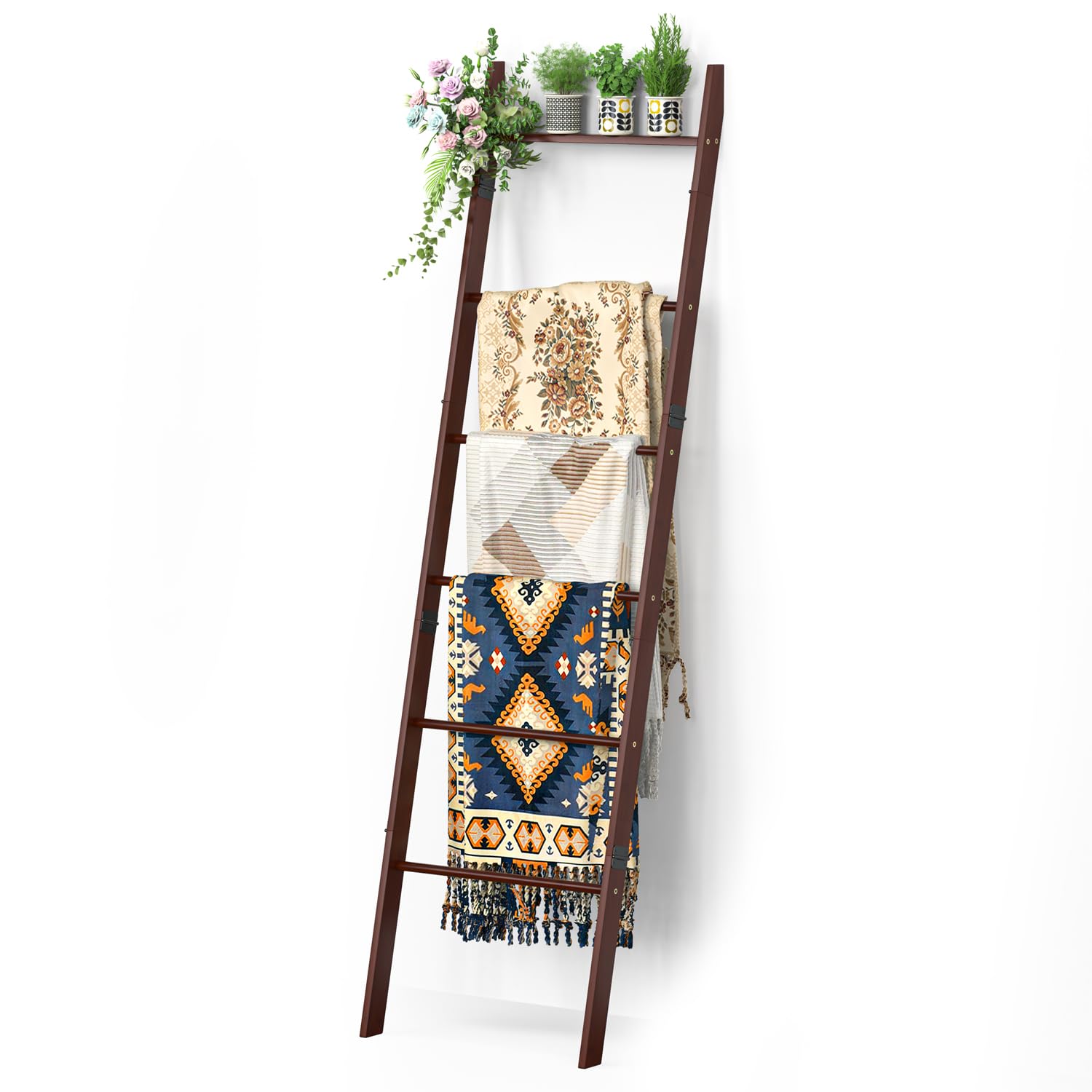 Photo 1 of **MISSING PARTS**
BAMBANG 6-Tier Blanket Ladder for Living Room, Blanket Quilt Ladder Rack Rustic Decorative Towel Holder, Wall Leaning Blanket Ladder Shelf Storage Farmhouse Decor for Bedroom Bathroom, Brown