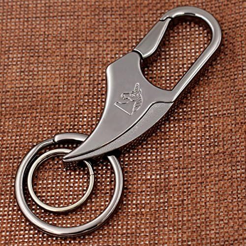 Fencher Key chain with ( 4 Extra Key Rings and Gift Box ) Polished Shiny car keychain for Men and Women -Space Grey