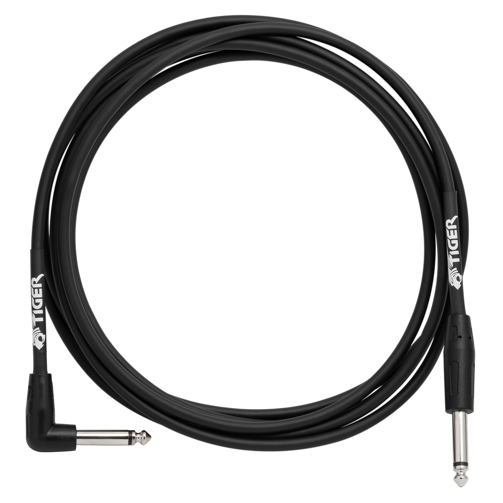 Tiger Guitar Cable - Bass Keyboard E-Drums Instrument Lead - Straight/Angled - 6.35mm 1/4" Jacks - 3m Cable GAC42