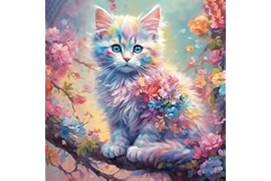 RYMILIE Diamond Painting Kits for Adults - colorful cat DIY 5D Diamond Art Kits Full Drill Diamond Dots Paintings with Diamonds Gem Art and Crafts Home Decor 【13.78x13.78inch】