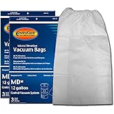 EnviroCare Replacement Micro Filtration Vacuum Cleaner Dust Bags for Modern Day 12 Gallon Central Vacuums 6 Pack