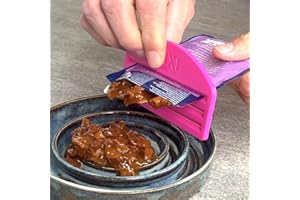 Cat Food Squeezer Dispenser, One-Touch Heavy-Duty Plastic Pet Kibble Container with Non-Slip Base and Easy-Open Lid for Trave