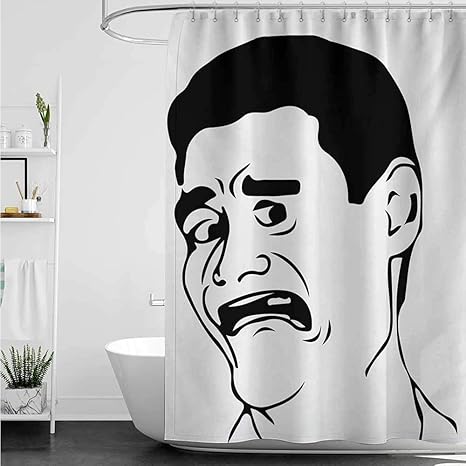 Andytours Bathroom Curtains Humor Confused Man Meme With Wtf