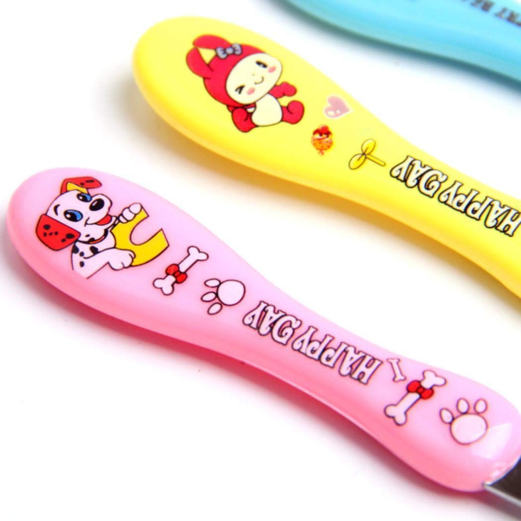Pesters 1PC Children Baby Safety Stainless Steel Cartoon Feeding Dinner Spoon Utensils