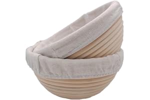Round Bread Banneton Proofing Basket Kit Bowl Set of 2 Sourdough Natural Rattan Proofing Baskets 7 Inch with Cloth Liner for 