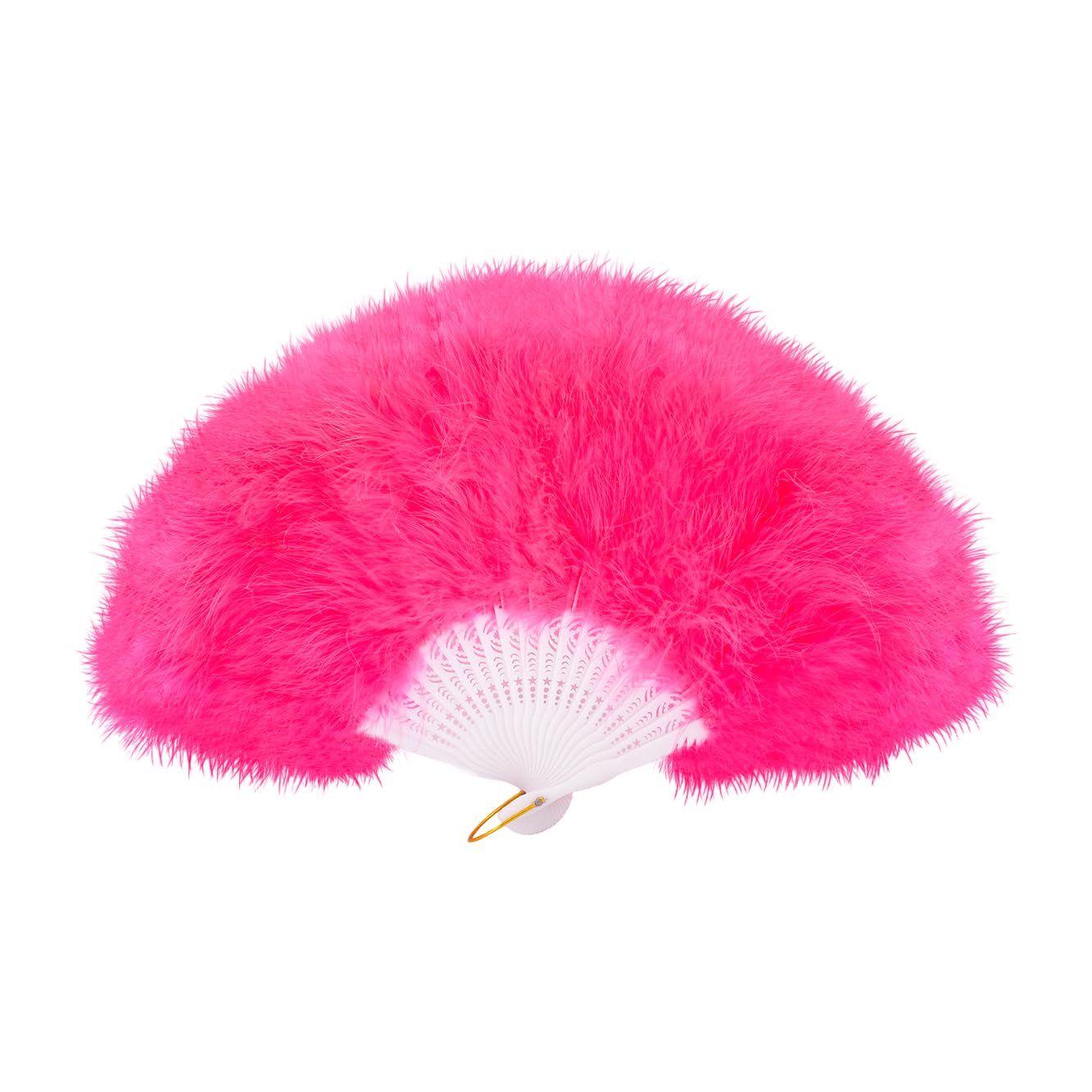 FANSOFFANS Marabou Feather Hand Fan 45cm, Fancy Dress Wedding Party Favour Gift Outdoor Vintage Dance Photoshoot (Light Fuchsia Pink) โ image 1