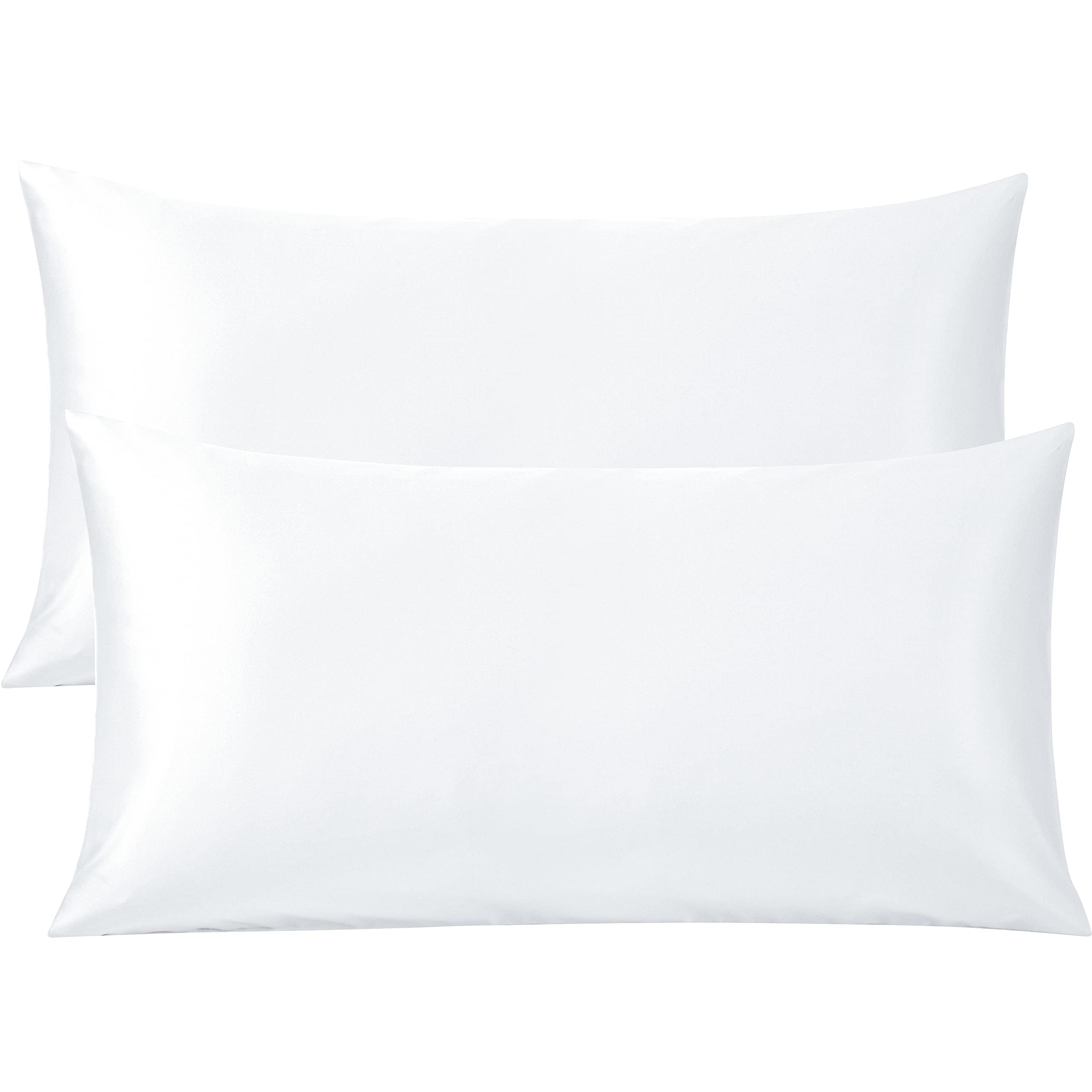 FLXXIE 2 Pack 500 Thread Count 100% Egyptian Cotton Pillowcases, Super Cozy and Breathable King Pillow Cases with Envelope Closure, 50x90 cm, White