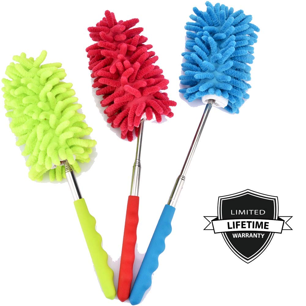 Telescopic Soft Microfiber Duster, Dusting Brush with Extendable Pole, For fragile item Car Home Office Spring Summer Cleaning (Bendable)