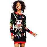 v28 Varied Ugly Christmas Sweater for Women Funny Reindeer Knit Sweaters Dress