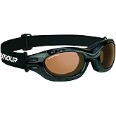 Bikershades Motorcycle Safety Riding Goggles Men Women. Polarized Lens, Smoke, Mirrored Blue or Orange, Clear Yellow Lenses