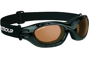 Bikershades Motorcycle Safety Riding Goggles Men Women. Polarized Lens, Smoke, Mirrored Blue or Orange, Clear Yellow Lenses