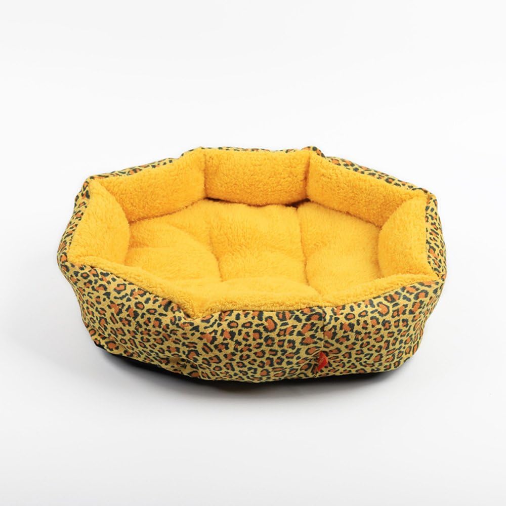 Yiuu Colorful Leopard Print Dog Cave Bed Pet Cat Bed for Pet Cat and Dog Bed,003,L:58×49×14Cm