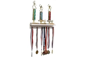 DISPLAYGIFTS Medal Hanger & Trophy Shelf - The Perfect Medal Display Hanger & Medal Holders for Runners - Use As Ribbon Storage & Ribbon Organizer