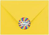PartiKraft 12 Comic Superhero Birthday Invitations w/ Envelopes & Rainbow view 2