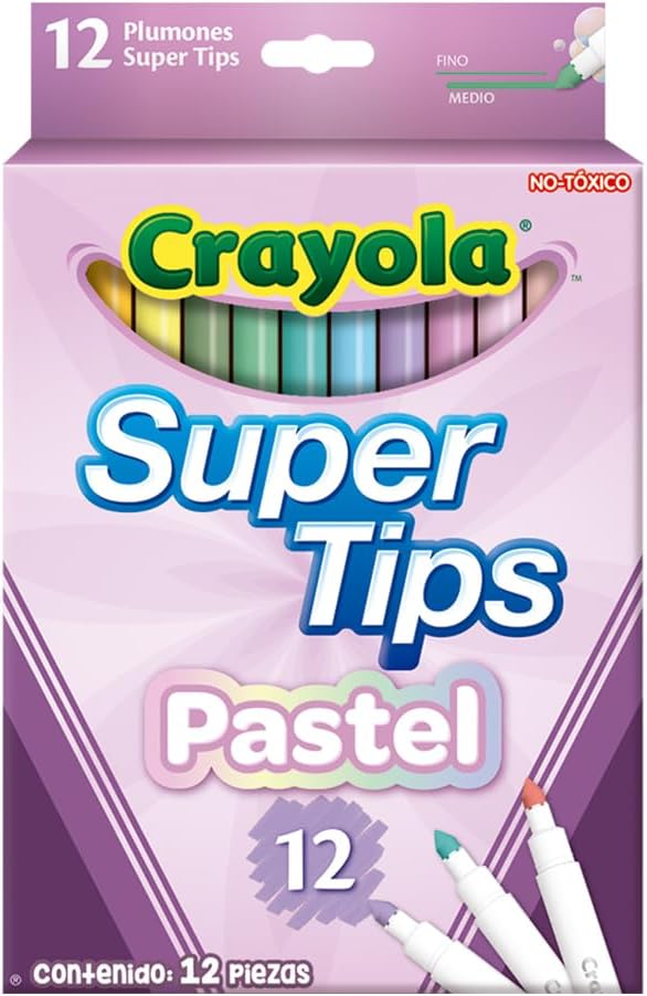 CRAYOLA Pastel SuperTips Washable Markers Assorted Colours 12 Pack Age 3+