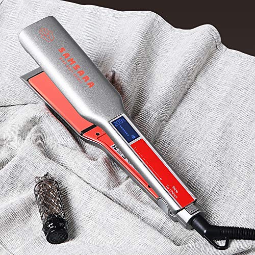 SAMSARA Professional Flat Iron Hair Straightener, 1.75 inch Wide Panel, Touch Control Adjustable Sensitive Temperature up to 450F, 3D Floating Titanium Plates,15s Instant Heat up, Dual Voltage, Grey (Best Flat Iron Straightener 2019)