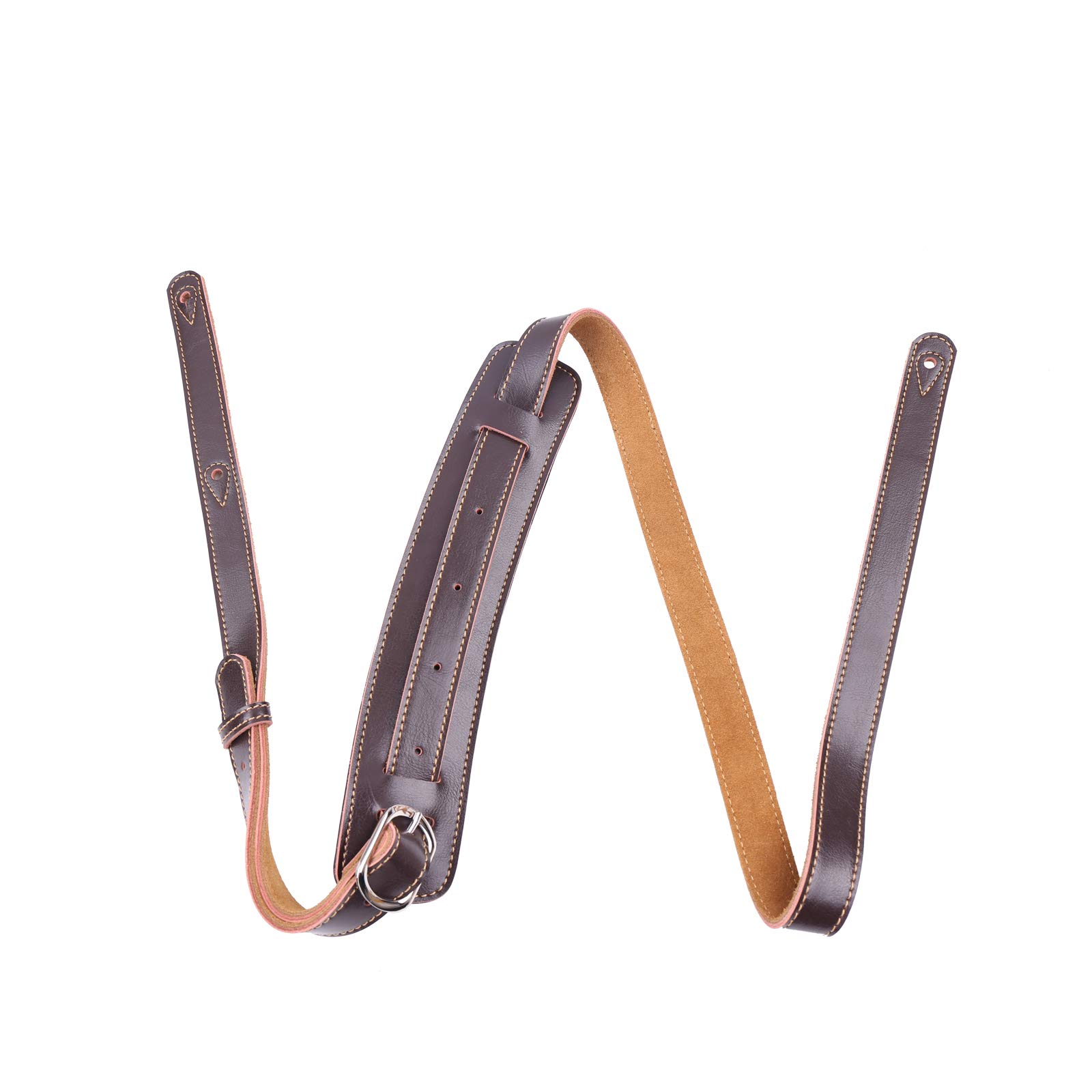 Rayzm Guitar Strap/Bass Strap with 5.5cm Wide Replacement Shoulder Pad & Suede Backing, Quality Leather Belt for Acoustic/Electric/Bass Guitar(Brown)