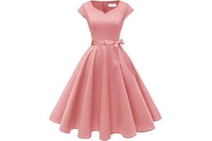 Kingfancy Women Vintage 1950s Dress Retro Cocktail Party Swing Dresses with Cap Sleeves
