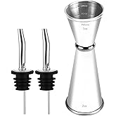 Pafusen Jigger for Bartending with 2 Pourers, Japanese Jiggers with 5 Measurements Inside, Jiggers 2 OZ 1 OZ, Shot Measure Ji