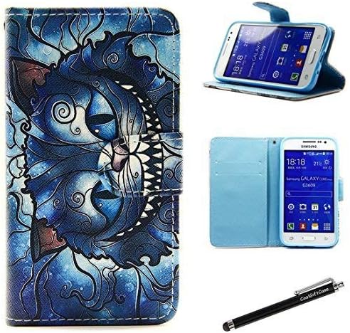 Galaxy Core Prime Case, G360 Wallet Case - Cheshire Cat Pattern PU Leather Wallet Card Holder Pouch Flip Case Cover with Stand Function for Samsung Galaxy Core Prime G360, Samsung Galaxy Prevail LTE