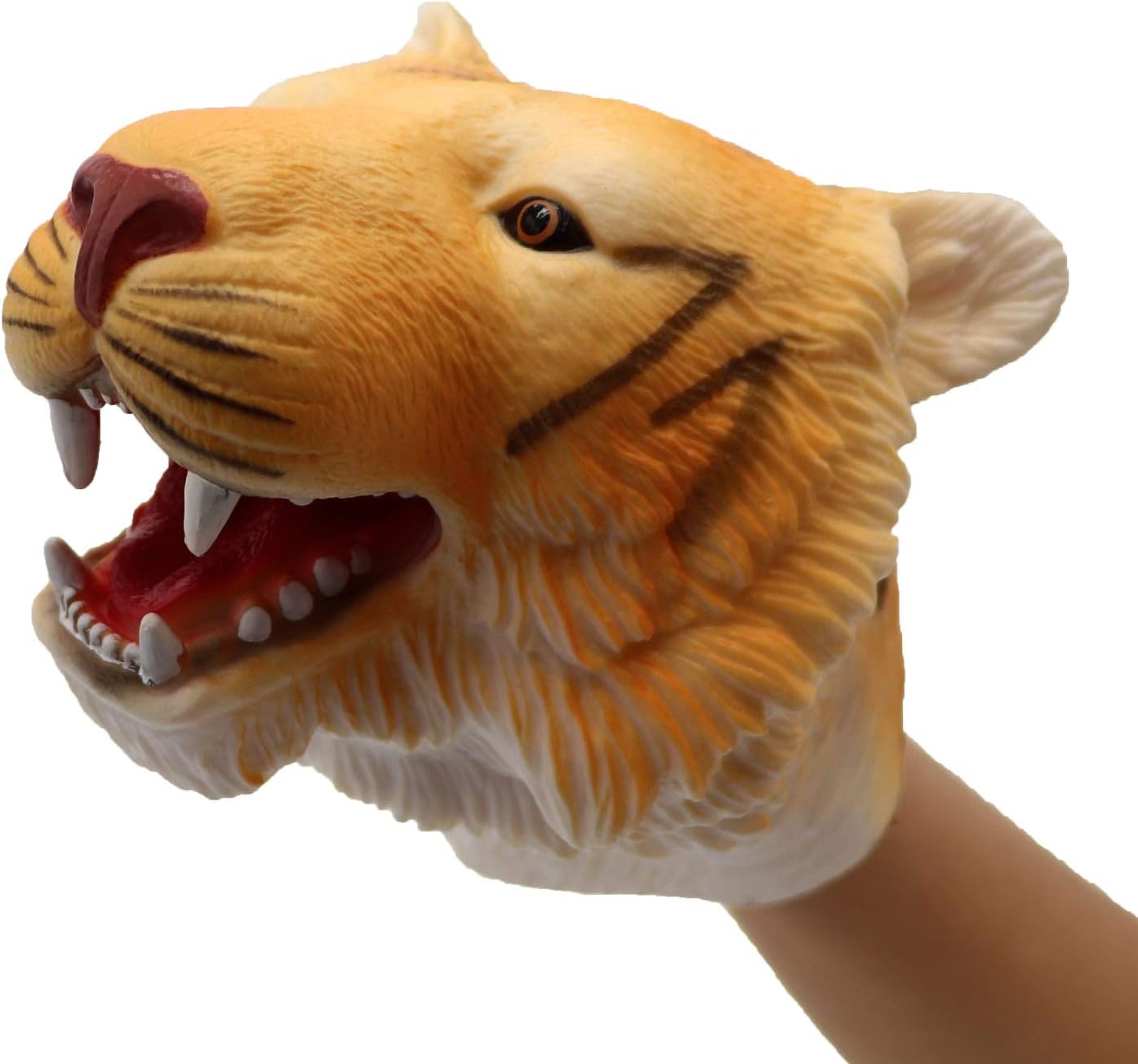 ifkoo Tiger Hand Puppet Soft Cute Realistic Rubber Open Movable Mouth Animal Head Kids Toy (Tiger)