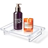 Acrylic soap Dish Tray for Bathroom Counter and Kitchen - Waterproof Countertop Organizer for Soap Dish, Vanity, Plants, Candles (1, Large-9 x 5.9 x 1.5 inch)