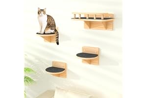 XiaZ 4 Packs Cat Wall Shelves, Cats Corner Climbing Shelf Perches, Pet Bed with 3 Steps, Wall Furniture for Resting Space Sav